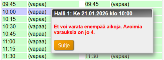 Liikaa varauksia